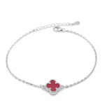 CLOVER Mini srebrna narukvica - Crvena