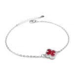 CLOVER Mini srebrna narukvica - Crvena - Slika 3
