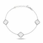 CLOVER srebrna narukvica - Bijela