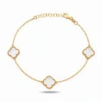 CLOVER srebrna narukvica s pozlatom - Bijela