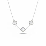 CLOVER srebrna ogrlica - Bijela