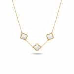 CLOVER srebrna ogrlica s pozlatom - Bijela