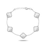 CLOVER srebrna narukvica - Bijela