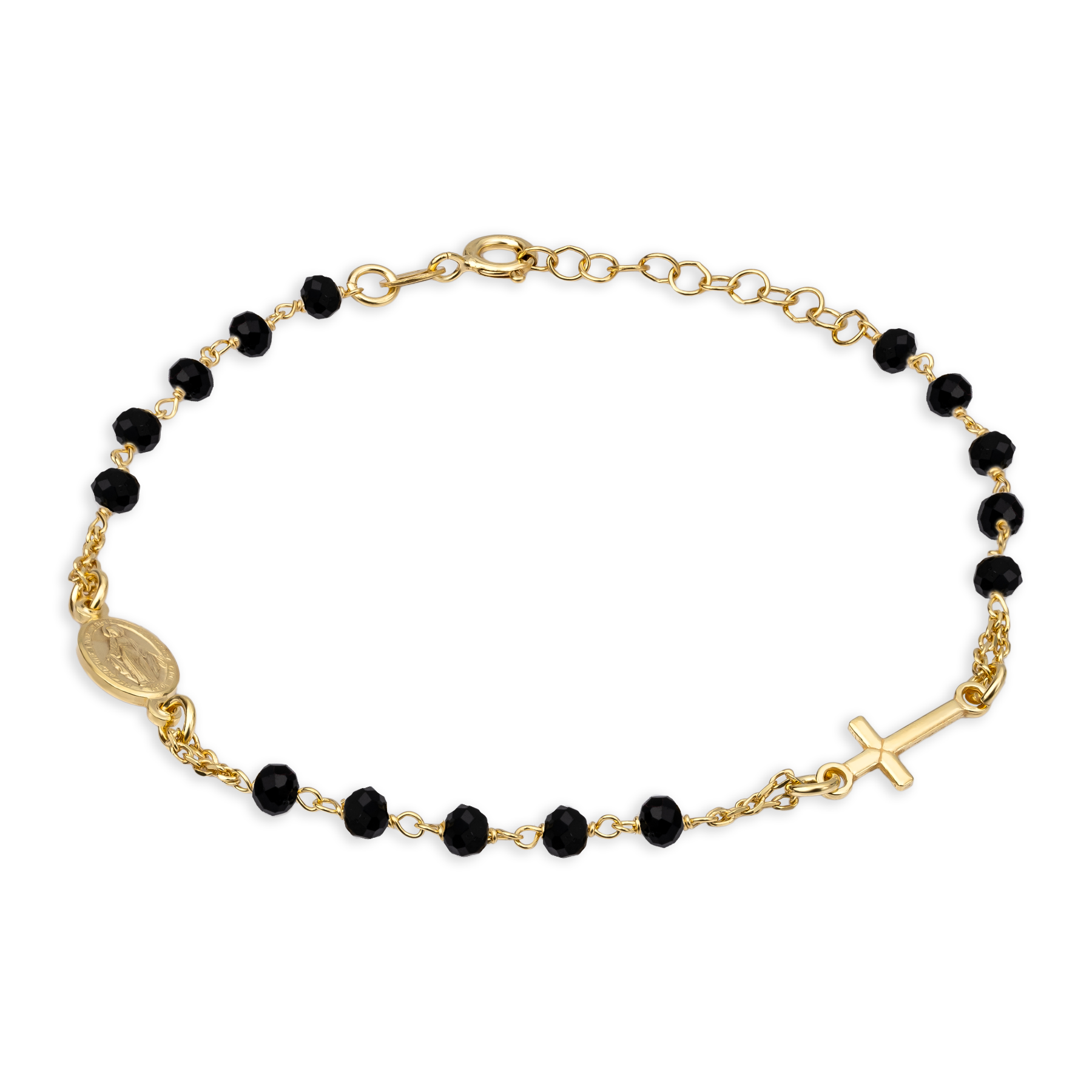 0P9A6613 KRIŽ I DJEVICA MARIJA srebrna narukvica s pozlatom - Slika 1