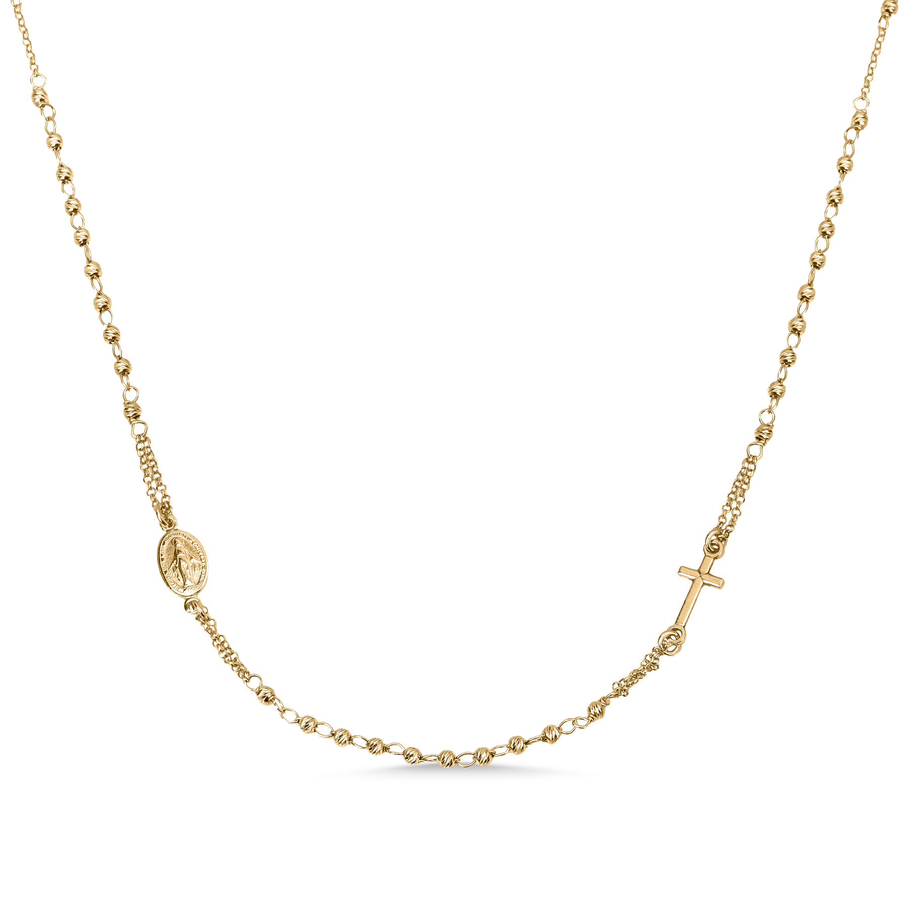 0P9A6625 KRIŽ I DJEVICA MARIJA srebrna ogrlica s pozlatom - Slika 1